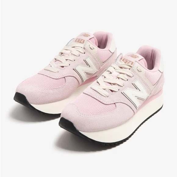 New Balance Shoes - New Balance 574+ Athletic Shoe - Mid-Century Pink / Pink Granite / Linen Womens